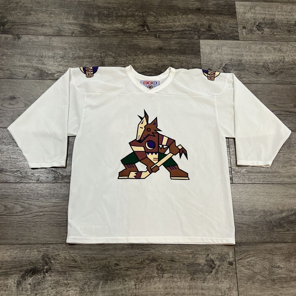 Vintage 90s CCM Phoenix Coyotes Jeremy Roenick #97 White Hockey Jersey Large